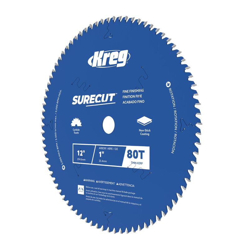 Kreg 12" SureCut™ Fine Finishing 80-Tooth Saw Blade, , hi-res