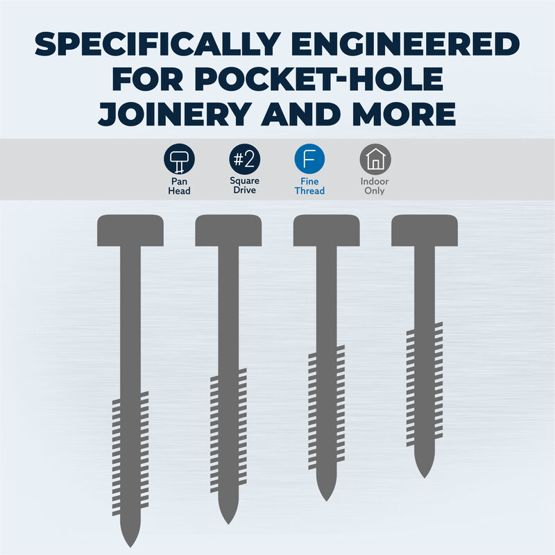 Zinc Pocket-Hole Screws, , hi-res