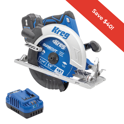 Kreg 20V Ionic Drive™ 7-1/4" Circular Saw Kit,  Kreg 20V Ionic Drive™ 7-1/4" Circular Saw Kit