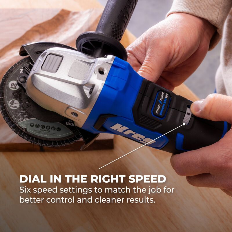 Kreg 20V Ionic Drive&trade; 4 1/2"- 5" Angle Grinder (Tool Only), , hi-res