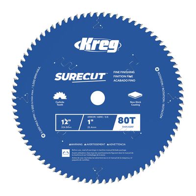 Kreg 12" SureCut&trade; Fine Finishing 80-Tooth Saw Blade