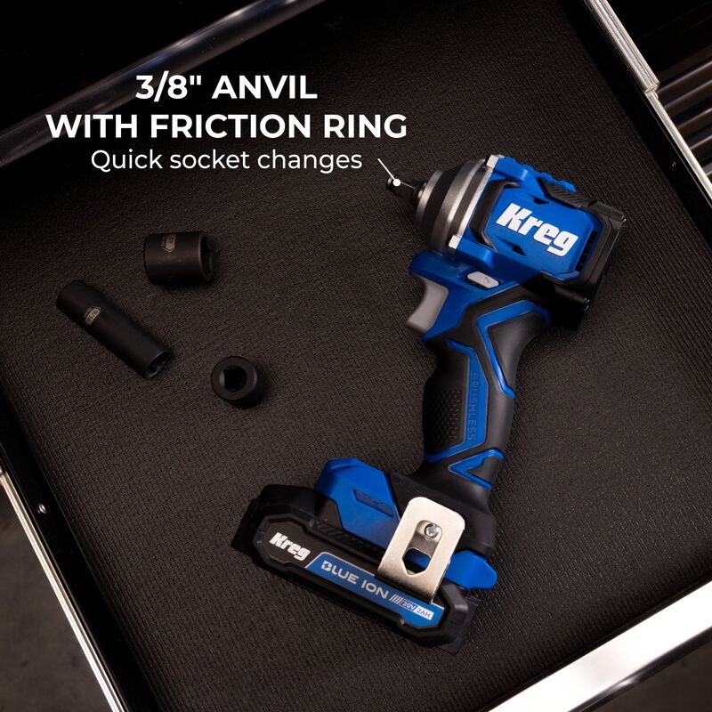 Kreg 20V Ionic Drive&trade; 3/8" Compact Impact Wrench Kit, , hi-res