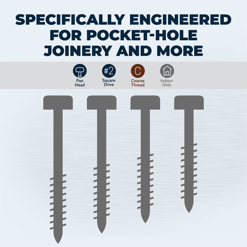 Zinc Pocket-Hole Screws, , hi-res