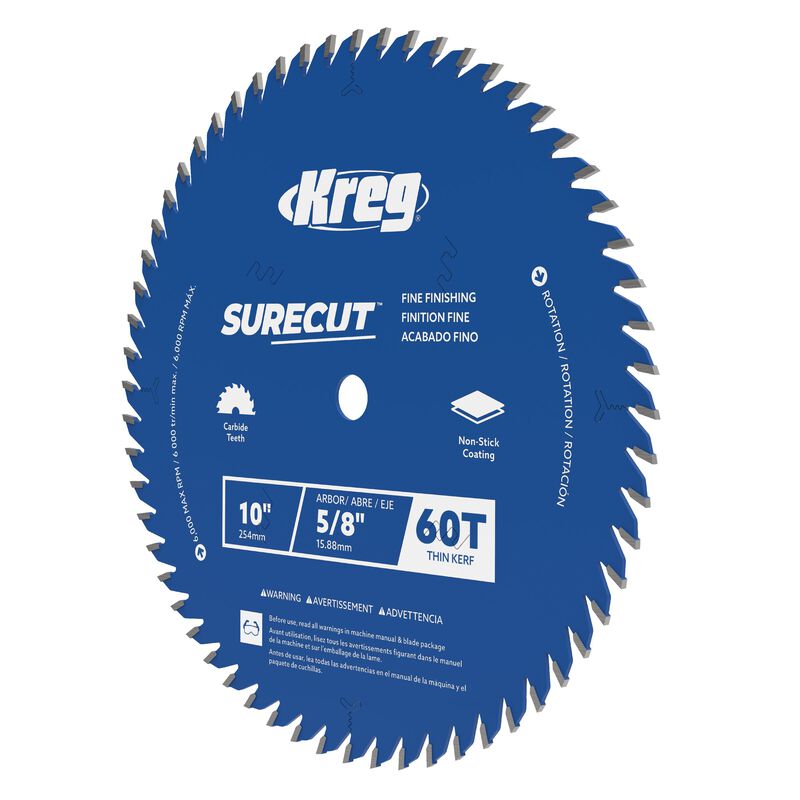 Kreg 10" SureCut™ Fine Finishing 60-Tooth Saw Blade, , hi-res