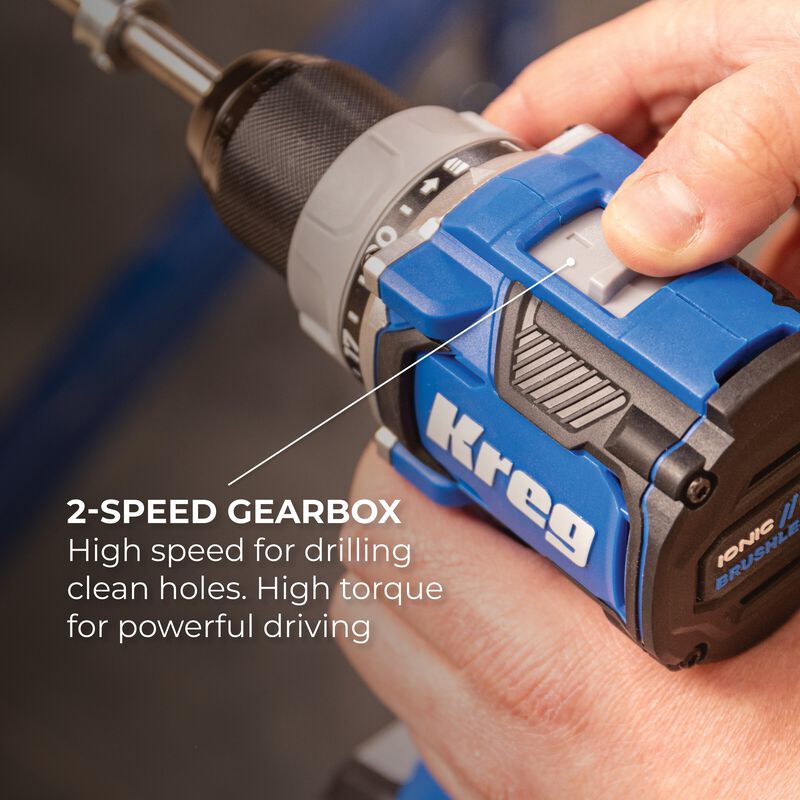 Kreg® Pocket-Hole Jig K4 + 20V Ionic Drive™ 1/2" Compact Drill Project Kit, , hi-res