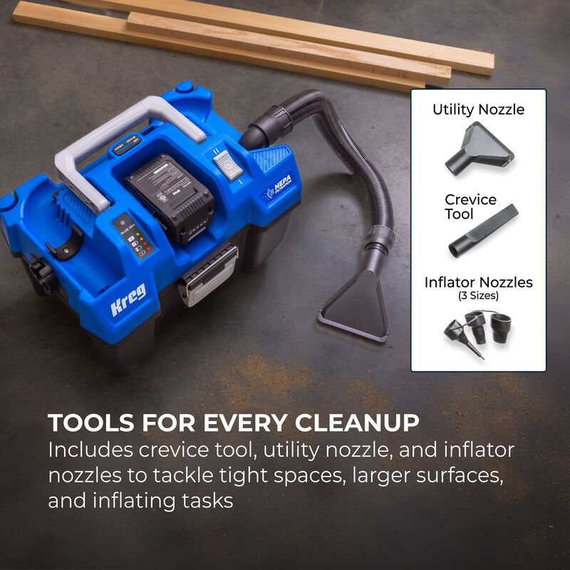 Kreg 20V Ionic Drive&trade; Wet/Dry Vac with HEPA Kit, , hi-res