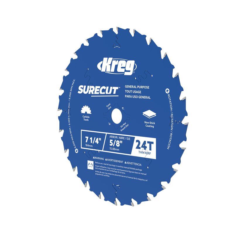 Kreg 7 1/4" SureCut&trade; General Purpose 24-Tooth Saw Blade, , hi-res