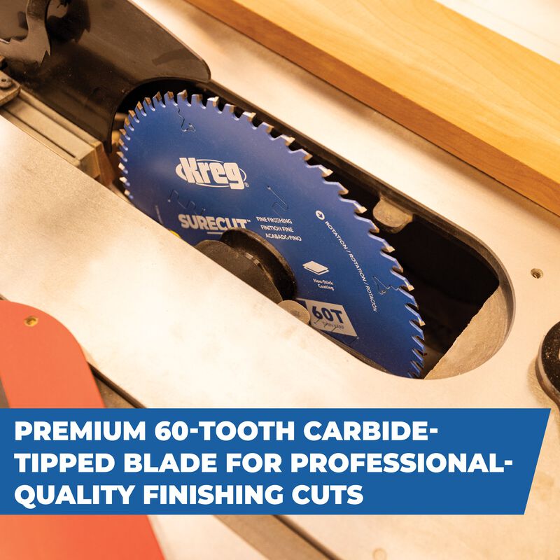 Kreg 10" SureCut&trade; Fine Finishing 60-Tooth Saw Blade, , hi-res