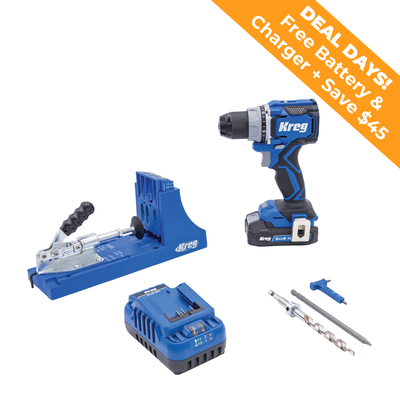 Kreg&reg; Pocket-Hole Jig K4 + 20V Ionic Drive&trade; 1/2" Compact Drill Project Kit
