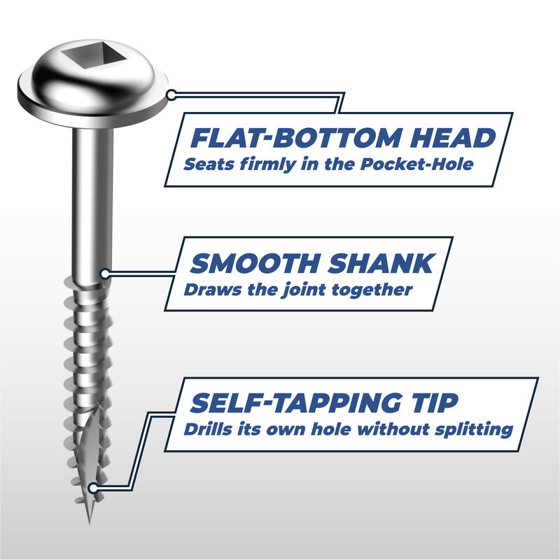 Stainless Steel Pocket-Hole Screws, , hi-res