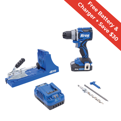 Kreg® Pocket-Hole Jig K4 + 20V Ionic Drive™ 1/2" Compact Drill Project Kit,  Kreg® Pocket-Hole Jig K4 + 20V Ionic Drive™ 1/2" Compact Drill Project Kit