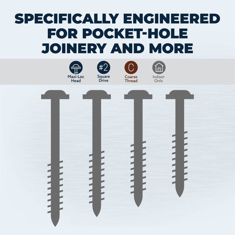 Zinc Pocket-Hole Screws, , hi-res