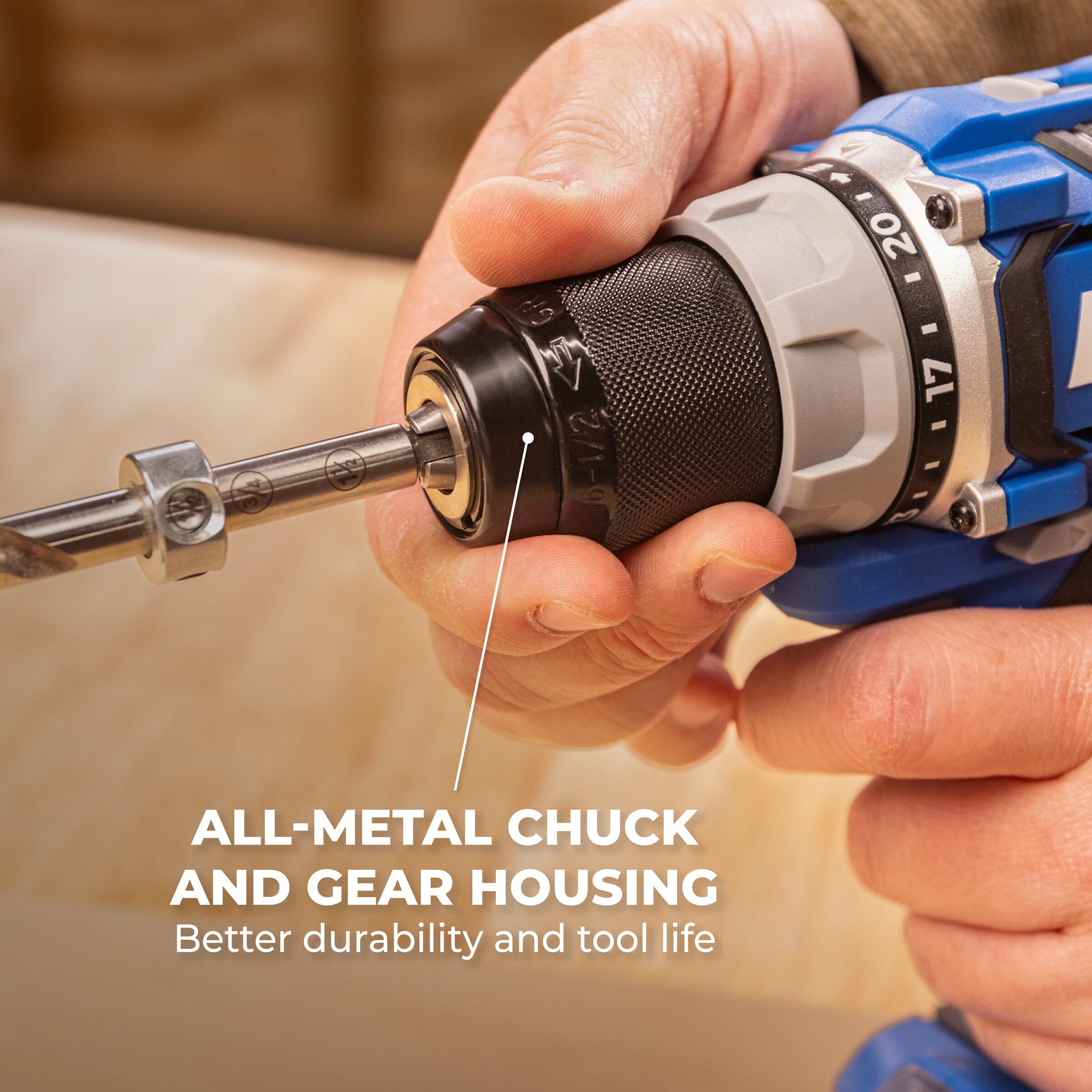 thumbnail image 2 of AUCO Max Torque 500 Impact Drill Attachment Adapter | 1/4" Hex To Square Drive | For Cordless Drills 2 of 4