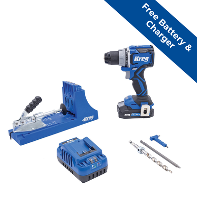 Kreg&reg; Pocket-Hole Jig K4 + 20V Ionic Drive&trade; 1/2" Compact Drill Project Kit