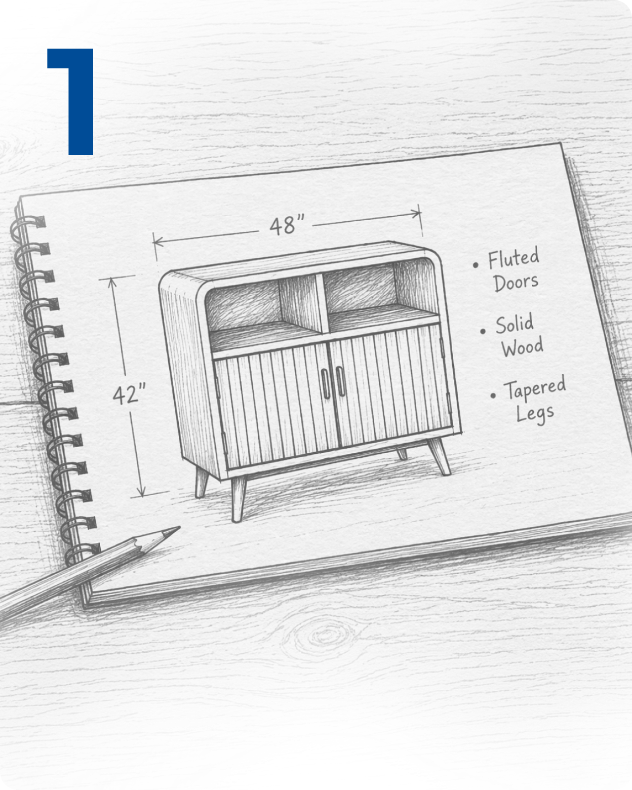 Submit your project idea - a rough sketch of a cabinet as "step 1" of the build challenge