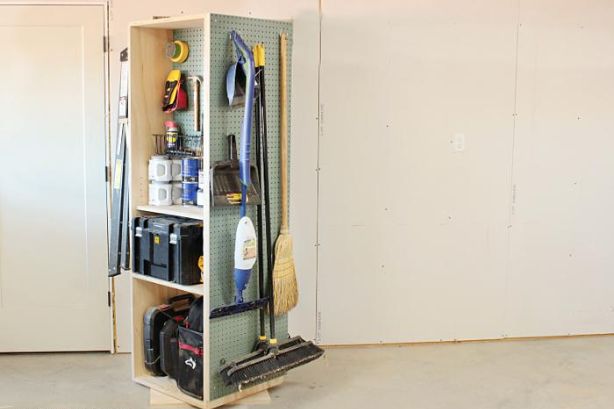 DIY Lazy Susan Garage Storage Cabinet