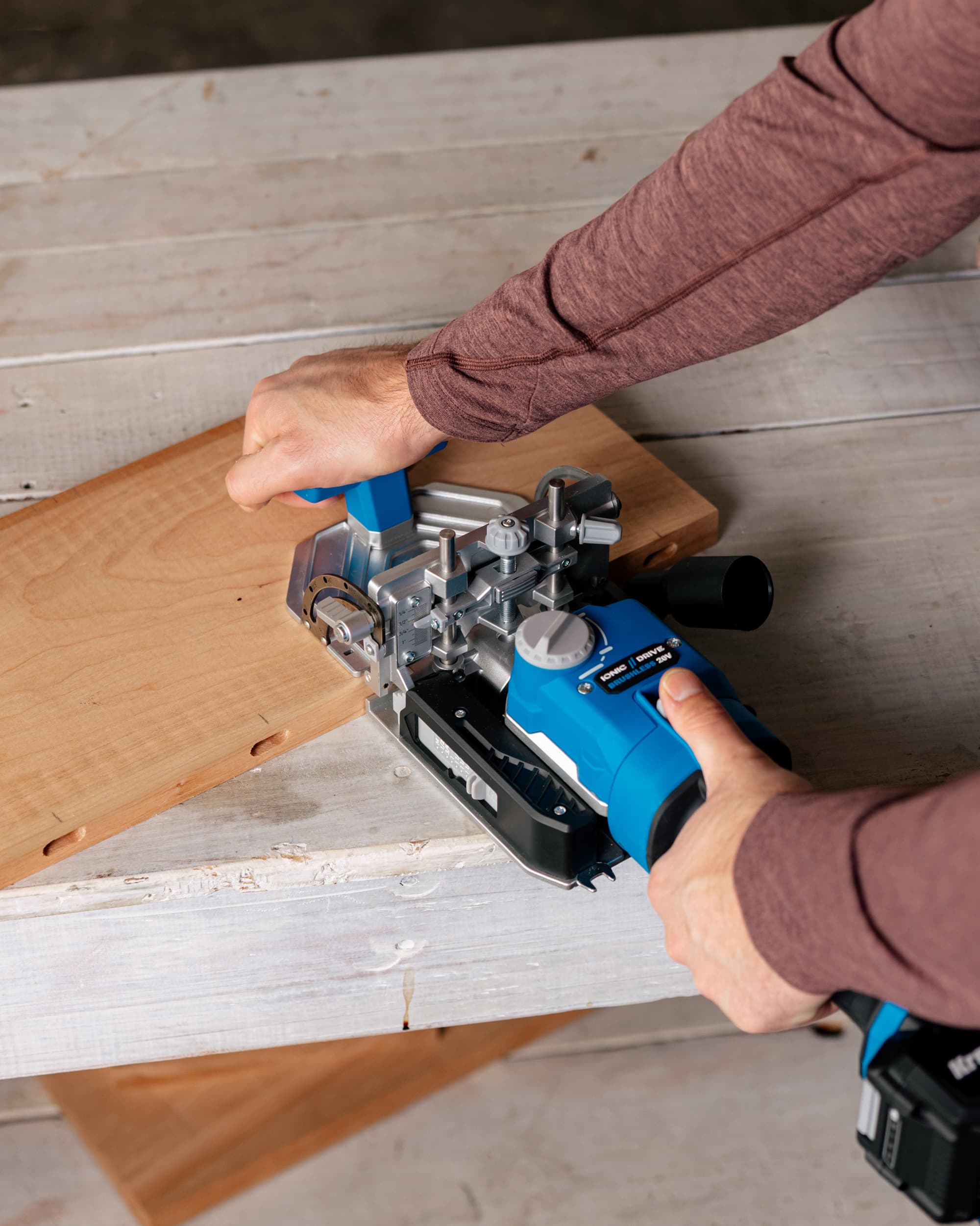 Kreg Edge in use, drilling a mortise. Image is for Simple from the Start callout.